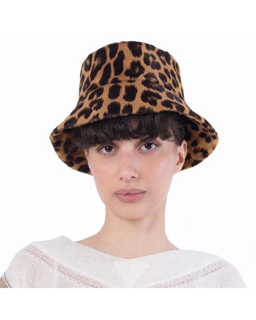 Ferragamo Brown Leopard Print Bucket Hat