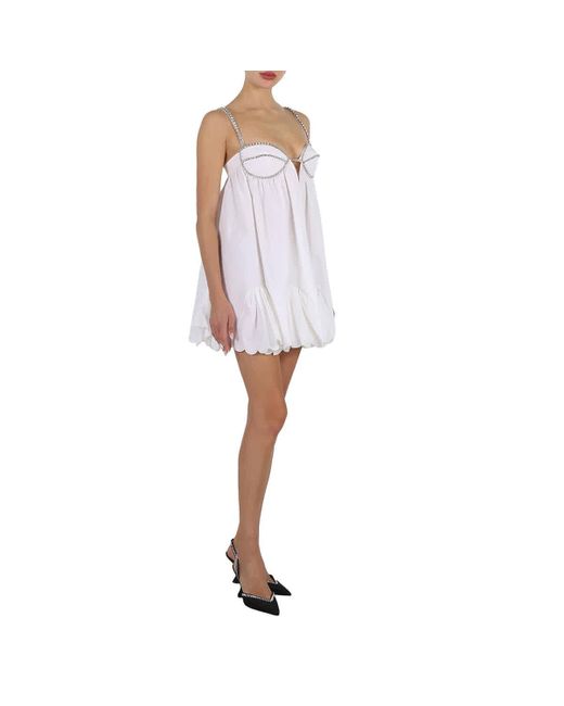 Area White Cotton Poplin Scallop Mini Dress