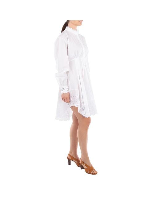 Rabanne White Embroidered Lace Detailed Shirt Dress, Brand Size 34 (Us