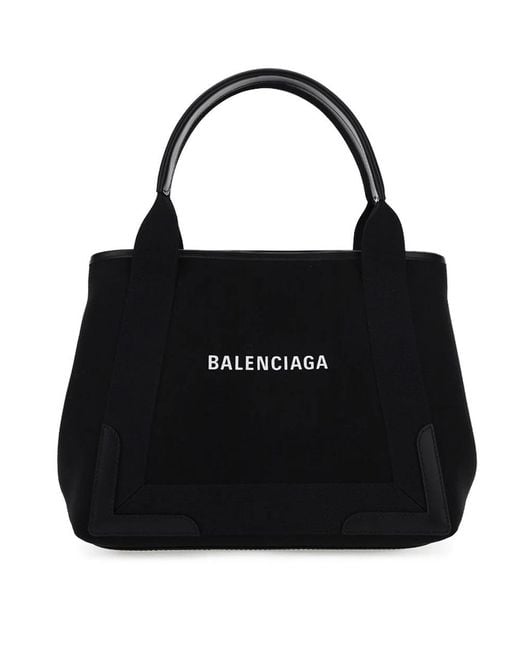 Balenciaga Black Small Cabas Logo Print Tote Bag
