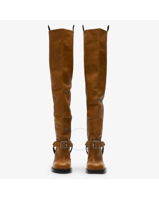 Burberry Brown Leather Soft Stirrup Boots, Brand Size 37 Us