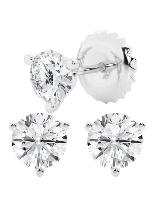 Brilliant Diamond White 2 Carat Round Cut Lab Grown Diamond Stud Earrings