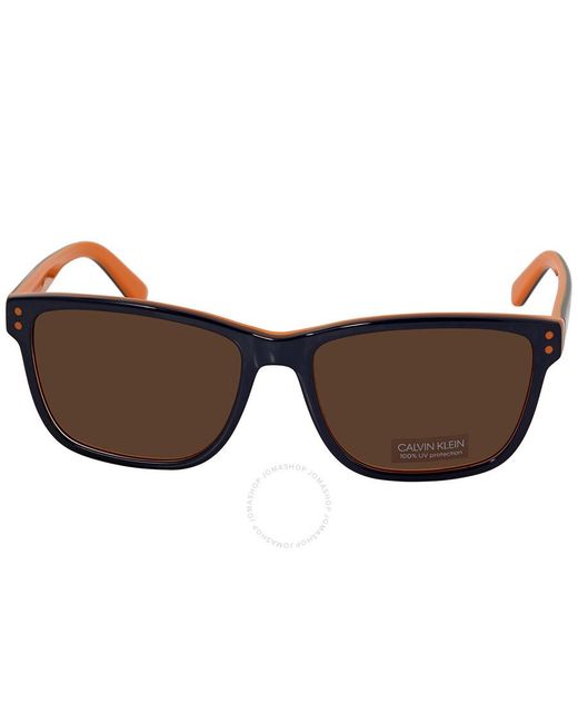 Calvin Klein Brown Square Sunglasses Ck18508s 414 57 for men