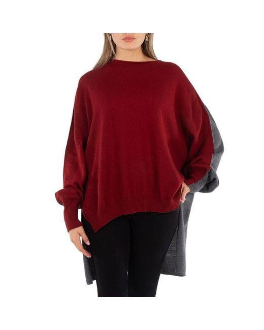 Y's Yohji Yamamoto Red Two-Tone Wool Blend Fine-Knit Jumper, Brand Size 2