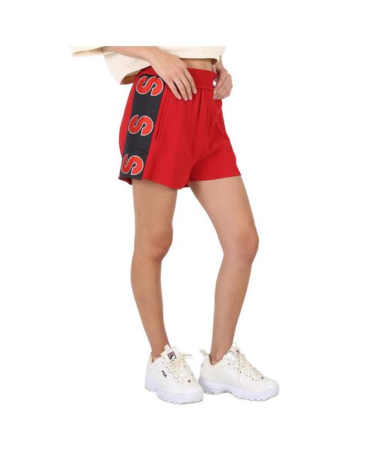 Stella McCartney Red Pants Logo Trim Shorts