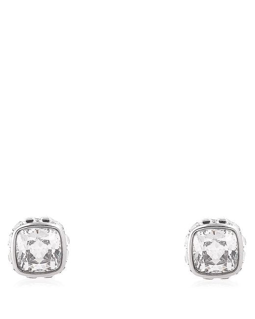 Swarovski White Birthstone Pierced Earrings Studs Apr Rhodium Shiny