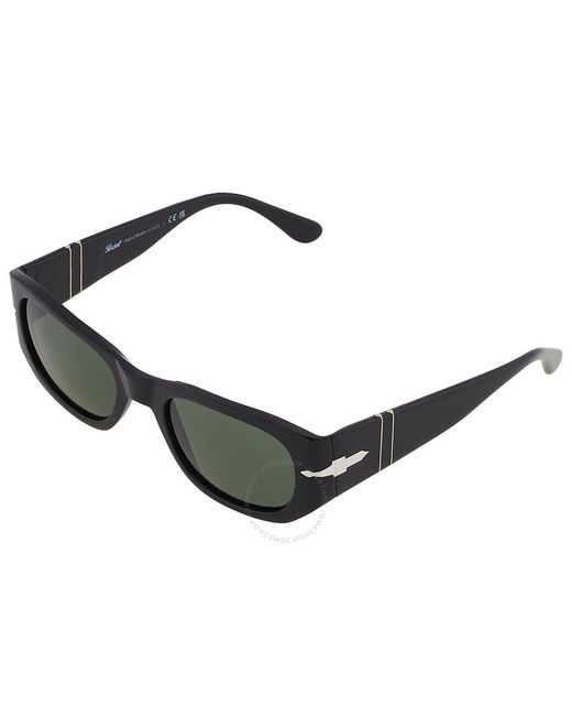 Persol Black Greeb Rectangular Sunglasses Po3307s 95/31 55