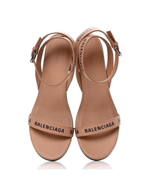 Balenciaga Brown Logo Block Heel Sandal