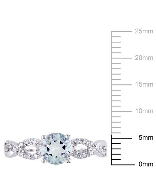 Amour Metallic 1/10 Ct Tw Diamond And Aquamarine Engagement Ring