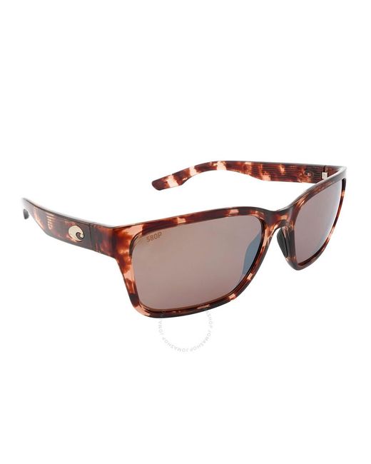 Costa Del Mar Brown Palmas Copper Silver Mirror Polarized Polycarbonate Rectangular Sunglasses 6s9081 908105 57