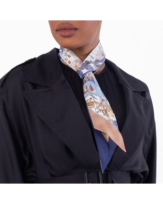 Ferragamo Blue Ferragamo Patterned Silk Neckerchief for men