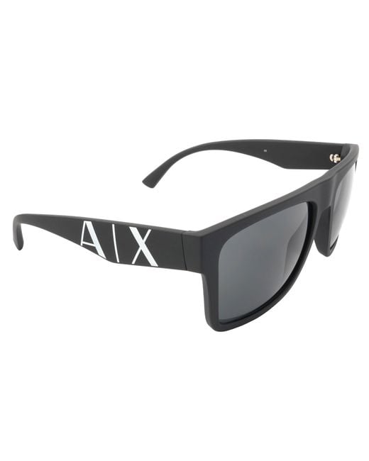 Armani Exchange Black Dark Gray Rectangular Sunglasses for men
