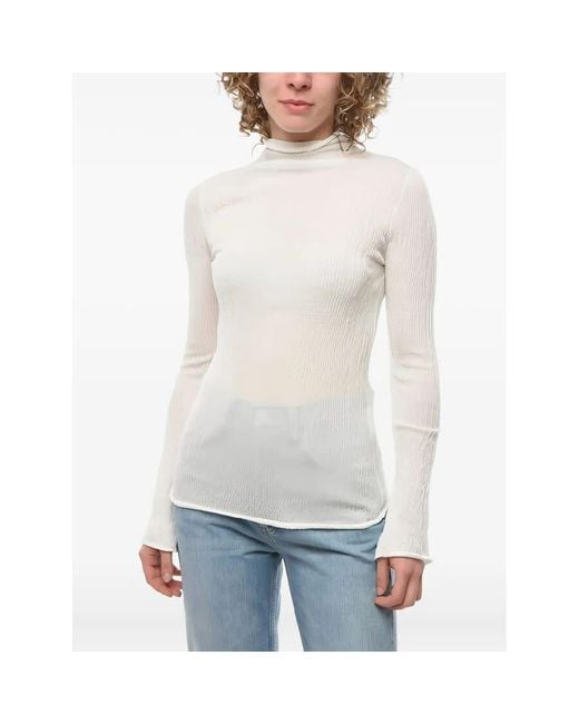 Ferragamo White Long Sleeves Round-Neck