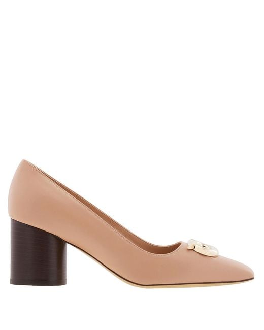 Ferragamo Brown Ferragamo Leather Gancini Ornament Pumps