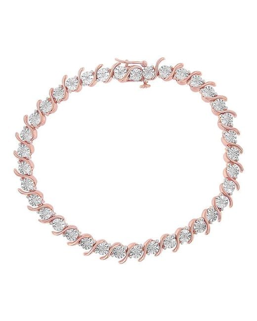 Haus of Brilliance Brown 14k Re Gold Plated .925 Sterling Silver 1/10 Cttw Round Miracle Plate ''s'' Link Tennis Bracelet -7''