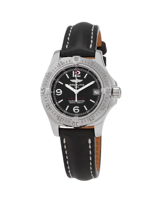 Breitling Metallic Colt Oceane Ii Quartz Chronometer Black Dial Watch
