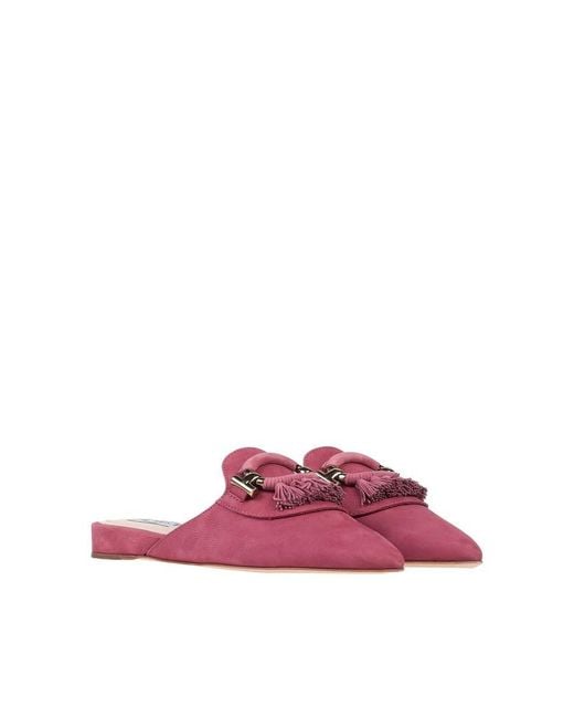 Tod's Pink Tod's T Ring Detailed Leather Mules