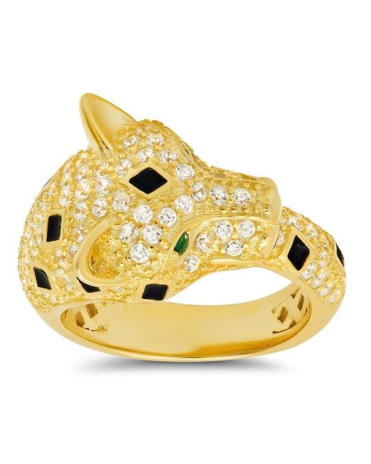 Kylie Harper Yellow 14K Over Cubic Zirconia Cz Panther Ring