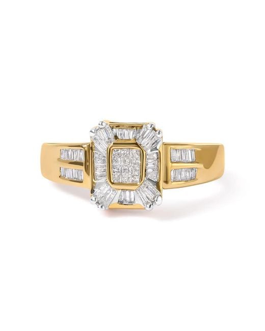 Haus of Brilliance Metallic 10K 1/2 Cttw Diamond Composite And Halo Ring (H-I Color, Si1-Si2 Clarity)