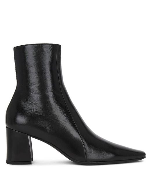 Saint Laurent Black Rainer Zipped Crinkled Leather Bootie, Brand Size 35 Us
