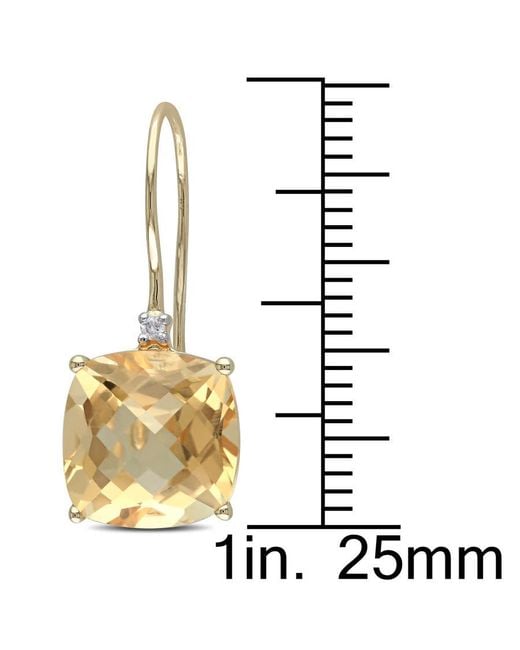 Amour Metallic 8 Ct Tgw Cushion Cut Checkerboard Citrine Earrings With Diamonds