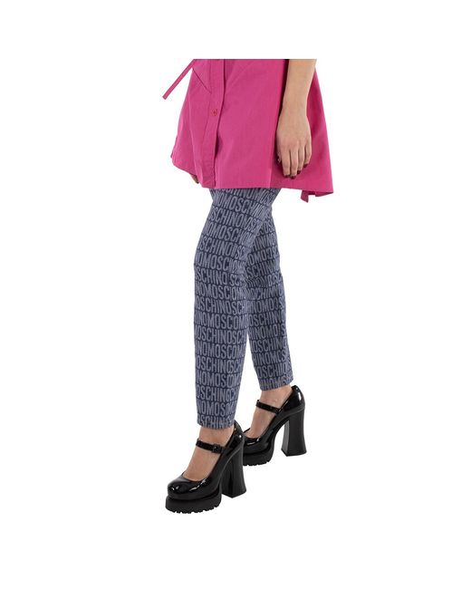 Moschino Pink Monogram Print Jeans