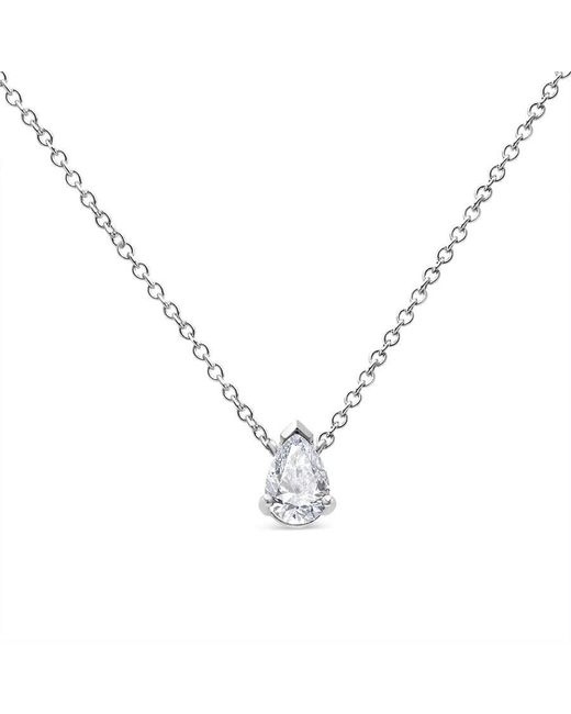 Haus of Brilliance Metallic Ags Certified 14k White Gold 1/2 Cttw Diamond Pear 18'' Pendant Necklace