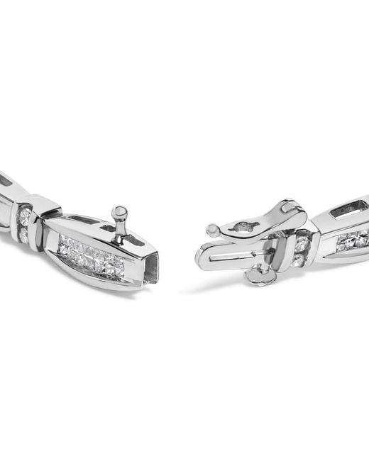 Haus of Brilliance Metallic 14K 2.0 Cttw Princess And Round Diamond Bar And Link Bracelet