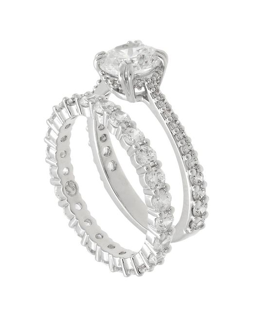 Swarovski Metallic Stilla Rhodium Plated Ring Set (2) Size 60 for men