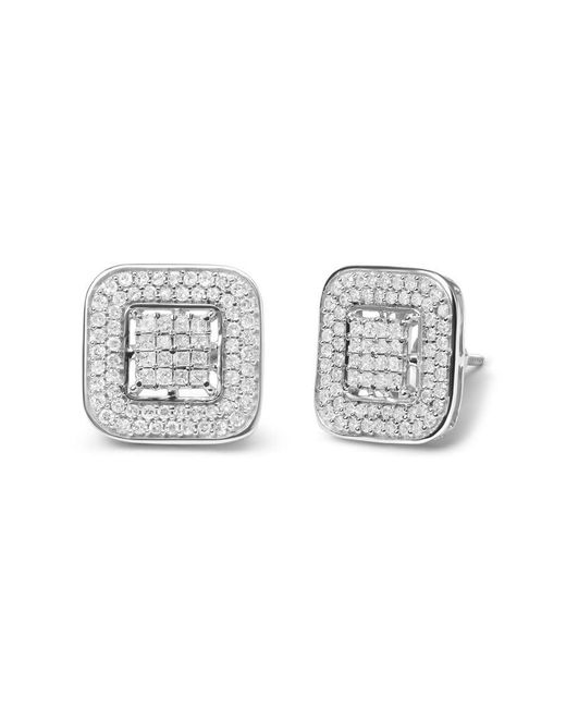 Haus of Brilliance Metallic 10K 1.0 Cttw Round And Princess Cut Diamond Composite Open Halo Stud Earrings