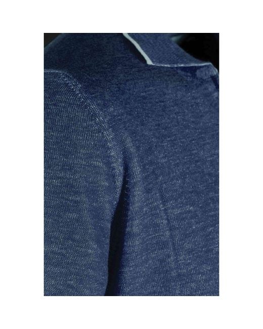 Moorer Blue Knit Crewneck Sweater for men