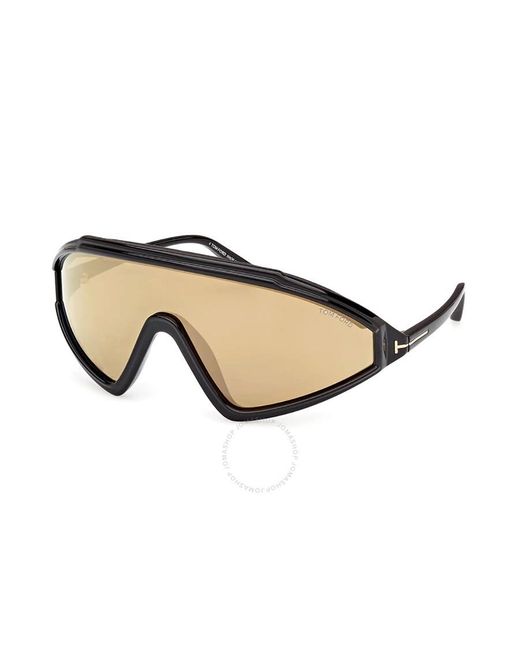 Tom Ford Metallic Lorna Light Brown Mirror Shield Sunglasses Ft1121 01g 00 for men