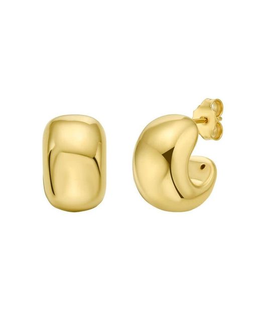 Tresorra Metallic 14K Puffed C Huggie Hoop Earrings