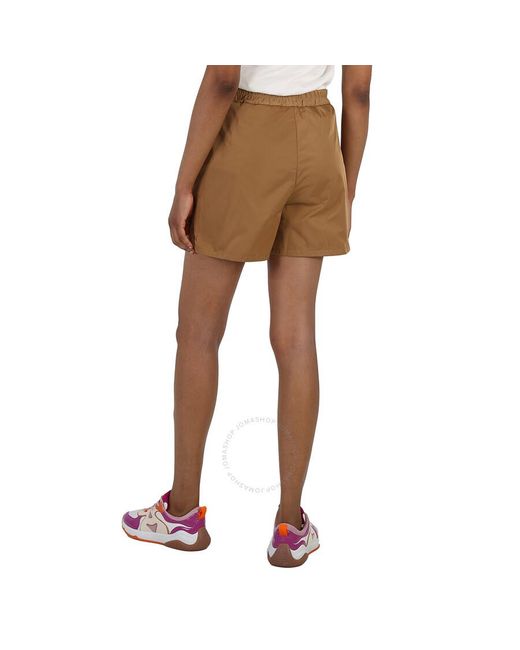 Moncler Natural Tan Gabardine High-waisted Drawstring Shorts