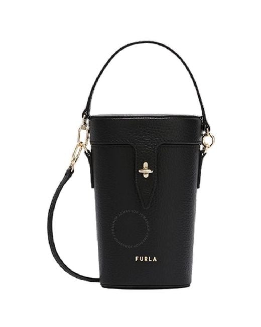 Furla Black Mini Bucket Leather Bag