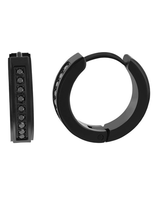 Robert Alton Black 1 /6Ctw Diamond Stainless With Finish Huggie Earrings for men