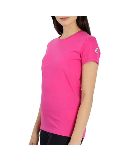 Moncler Pastel Pink Logo Patch Short-sleeve T-shirt