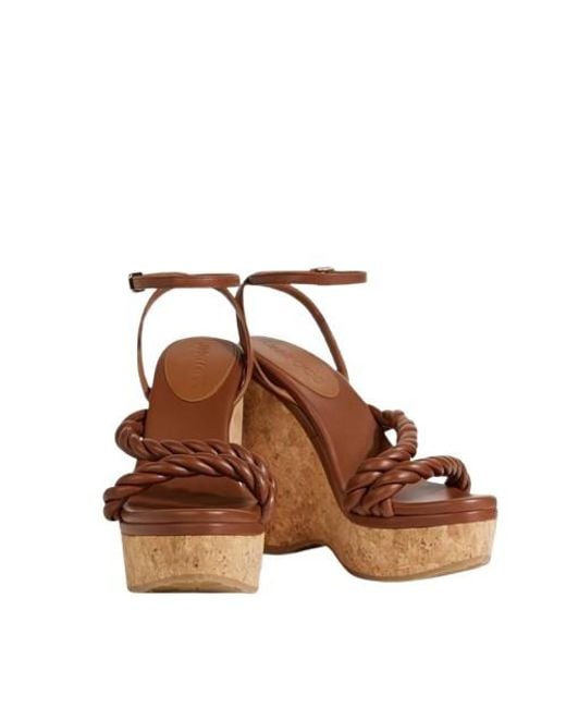Jimmy Choo Brown Diosa Wedge 130 Tan Sandal Wedge, Brand Size 35 Us