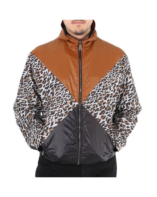 Roberto Cavalli Brown Leopard Print Windbreaker Track Jacket for men