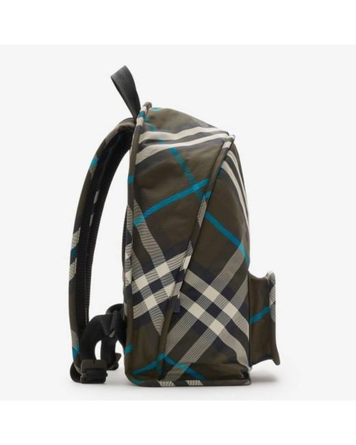Burberry Green Shield Checked Zipped Backpack for men