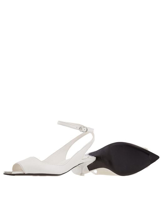 McQueen White New Ivory Leather Punk Ankle Strap Sandals, Brand Size 39 Us