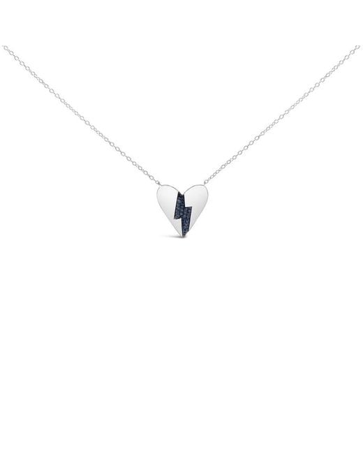 Haus of Brilliance Metallic 925 Sterling Diamond Broken Heart Pendant Necklace