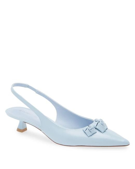 Stuart Weitzman Blue Rosie 35 Leather Slingbacks