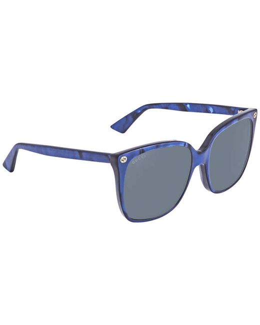 Gucci Blue Grey Square Ladies Sunglasses  0022s 005 57