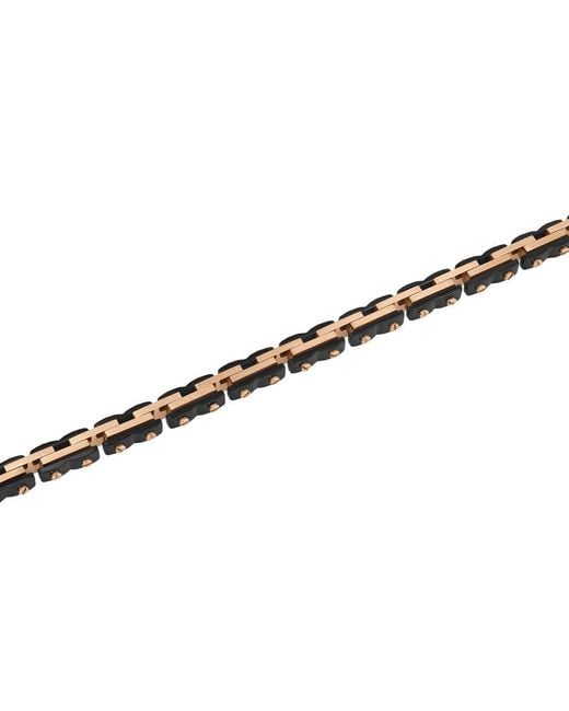 Robert Alton Brown Stainless Steel With & Rose Finish Track Bracelet for men