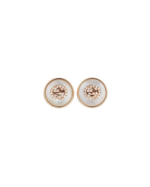 Gucci White Interlocking Diamond Mother Of Pearl Stud Earrings for men