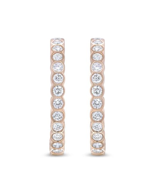 Haus of Brilliance Metallic 18k Re Gold 1 Cttw Round Bezel-set Diamond Hoop Earrings