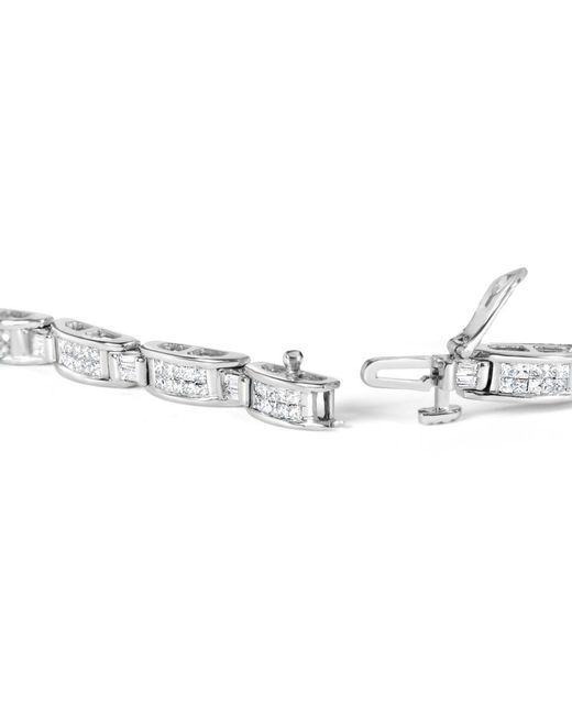 Haus of Brilliance Metallic 14K 2.0 Cttw Baguette And Princess-Cut Diamond Tennis Bracelet (H-I Color, Si1-Si2 Clarity)