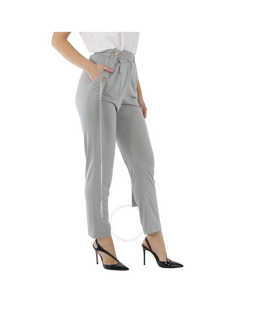 Burberry Gray Heather Melange Strap Detail Jersey Tailo Trousers