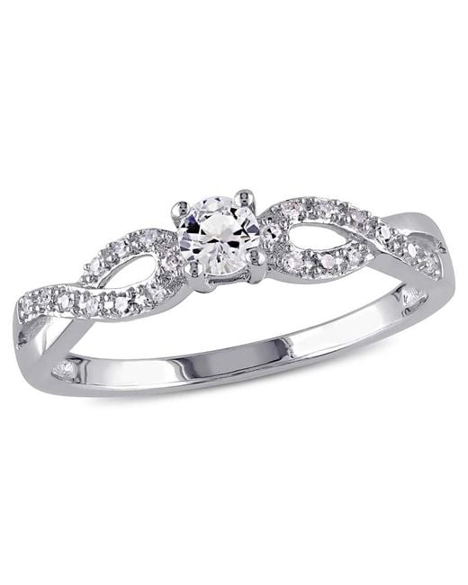 Amour Metallic 1/10 Ct Tw Diamond And Created Sapphire Infinity Ring